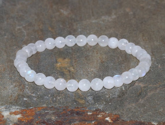 5.5mm Moonstone Beaded Bracelet Rainbow Moonstone Jewelry Stacking Bracelet Wrist Mala Beads Feminine Energy New Beginnings Hormonal Balance