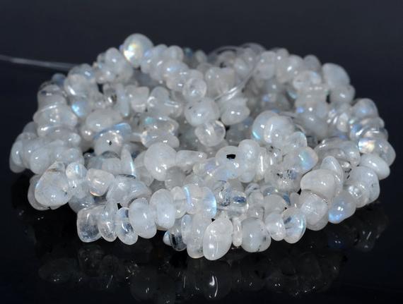 7-8mm  Rainbow Moonstone Gemstone Pebble Nugget Chip Loose Beads 16 Inch  (80001795 H-a18)