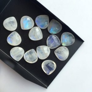 Shop Rainbow Moonstone Faceted Beads! 6 Pieces Huge 13mm Matched Pairs AAA Rainbow Moonstone Faceted Heart Shaped Loose Gemstones SKU-MS44 | Natural genuine faceted Rainbow Moonstone beads for beading and jewelry making.  #jewelry #beads #beadedjewelry #diyjewelry #jewelrymaking #beadstore #beading #affiliate #ad
