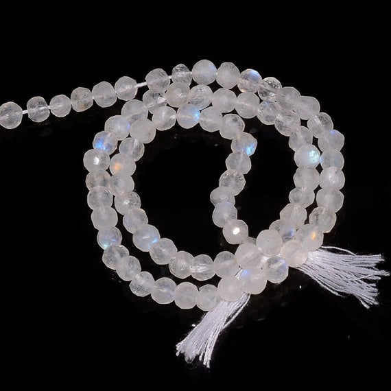 Rainbow Moonstone Faceted Beads, 4mm Round Beads, Natural Moonstone Beads, 13 Inch Strand, Sold As 5 Strand/50 Strands, Sku-ss130