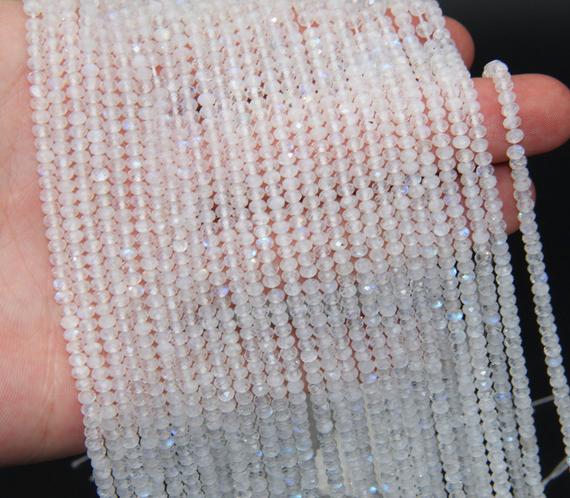 Natural Bright Rainbow Moonstone Rondelle Faceted Beads,2x3mm/2.5x4mm Loose Strand Beads,high Quality Small Size Crystals Gemstone Beads.
