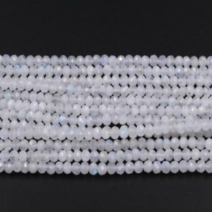Natural Rainbow Moonstone Faceted Rondelle Beads 4mm 6mm 8mm 9mm High Quality Flashy Blue Moonstone Gemstone 15.5" Strand | Natural genuine faceted Rainbow Moonstone beads for beading and jewelry making.  #jewelry #beads #beadedjewelry #diyjewelry #jewelrymaking #beadstore #beading #affiliate #ad