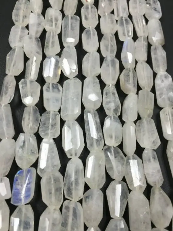 Rainbow Moonstone Faceted Nugget Beads, 10x14 Mm Approx Size,aaa Quality Rainbow Moonstone Faceted Tumble, Length 10 Inch