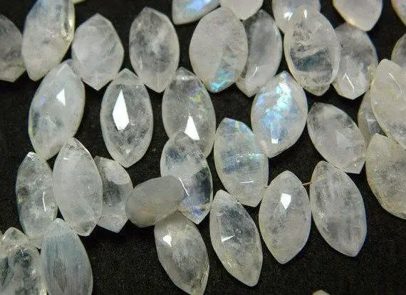 7x14mm Approx Rainbow Moonstone Faceted Marquise Beads, Moonstone Marquise, Rainbow Moonstone Marquise Beads For Jewelry (15pc To 30pc)
