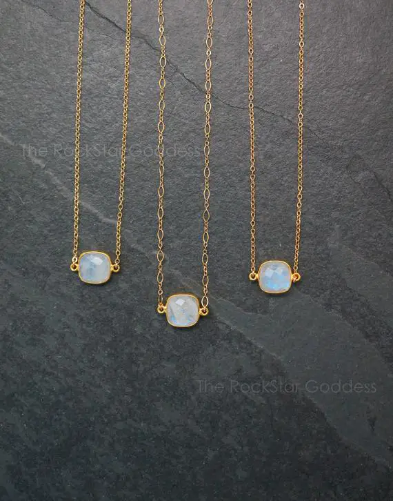 Gold Moonstone Necklace, Moonstone Necklace, Rainbow Moonstone Necklace,  Moonstone Jewelry, Moonstone Choker