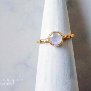 Shop Rainbow Moonstone Rings! 6mm moonstone gold ring. rainbow moonstone gold vermeil ring | Natural genuine Rainbow Moonstone rings, simple unique handcrafted gemstone rings. #rings #jewelry #shopping #gift #handmade #fashion #style #affiliate #ad