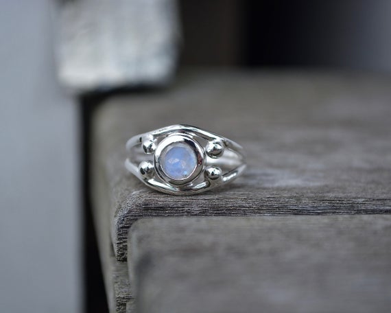 Rainbow Moonstone, Size 6.75, Moonstone Ring, Faceted Moonstone Ring, Faceted Moonstone, Rainbow Moonstone Ring,sterling Silver,silver Ring