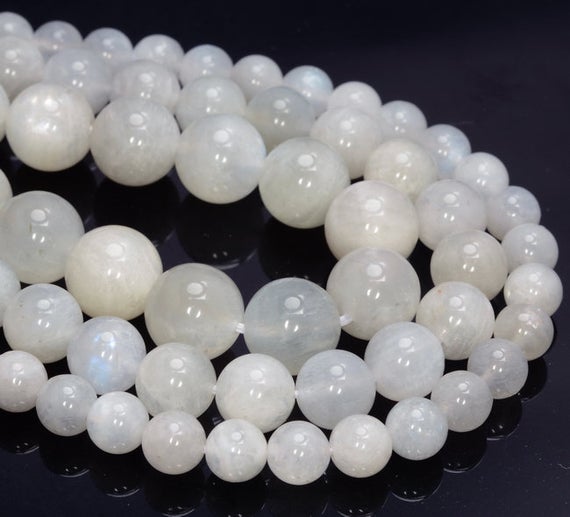 Genuine White Aura Moonstone Gemstone Grade Aa Round 6mm 8mm 10mm Loose Beads (a265)