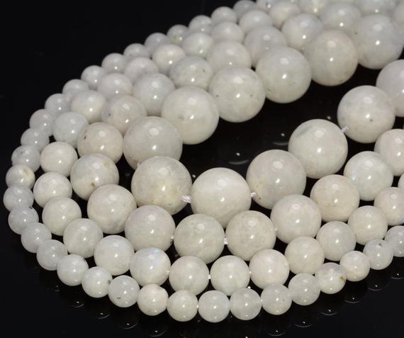 Sale !!! Genuine Rainbow Moonstone Gemstone Indian Grade A 6mm 8mm 10mm 12mm Round Loose Beads Full Strand (a219)