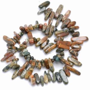11-14MM  Rhyolite Gemstone Stick Pebble Chip Loose Beads 16 inch  (80001883-A23) | Natural genuine chip Rainforest Jasper beads for beading and jewelry making.  #jewelry #beads #beadedjewelry #diyjewelry #jewelrymaking #beadstore #beading #affiliate #ad