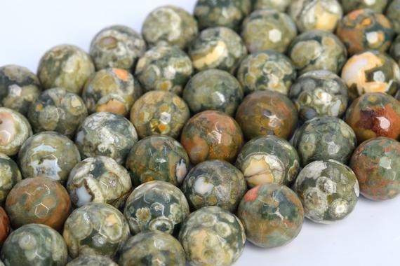 Genuine Natural Rainforest Rhyolite Loose Beads Micro Faceted Round Shape 6mm 8mm 10mm 12mm