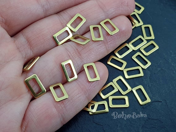 Raw Brass Rectangle Connectors, Rectangle Charms, Geometric Jewelry, Rectangle Connector Findings, 30 Pc