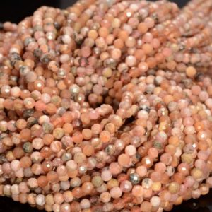 Shop Rhodochrosite Faceted Beads! 3MM Rhodochrosite Gemstone Micro Faceted Round Grade Aa Beads 15.5inch WHOLESALE (80010145-A196) | Natural genuine faceted Rhodochrosite beads for beading and jewelry making.  #jewelry #beads #beadedjewelry #diyjewelry #jewelrymaking #beadstore #beading #affiliate #ad