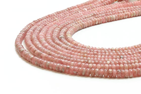 Rhodochrosite Beads,precious Beads,gemstone Beads,rondelle Beads,natural Beads,semiprecious Beads,pink Beads,earth Minded Beads
