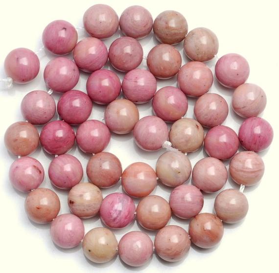 10 Strands 8mm Haitian Flower Rhodonite Gemstone Aaa Pink Red   Round Loose Beads 15.5 Inch Full Strand Bulk Lot (90186318-728 X10)