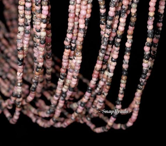 2mm Haitian Flower Red Rhodonite Gemstone Round 2mm Loose Beads 16 Inch Full Strand (90113947-107 - 2mm A)