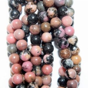 Shop Rhodonite Round Beads! Genuine Black Veined Rhodonite Beads – Round 4 Mm Gemstone Beads – Full Strand 15 1 / 2", 90 Beads, A+ Quality | Natural genuine round Rhodonite beads for beading and jewelry making.  #jewelry #beads #beadedjewelry #diyjewelry #jewelrymaking #beadstore #beading #affiliate #ad