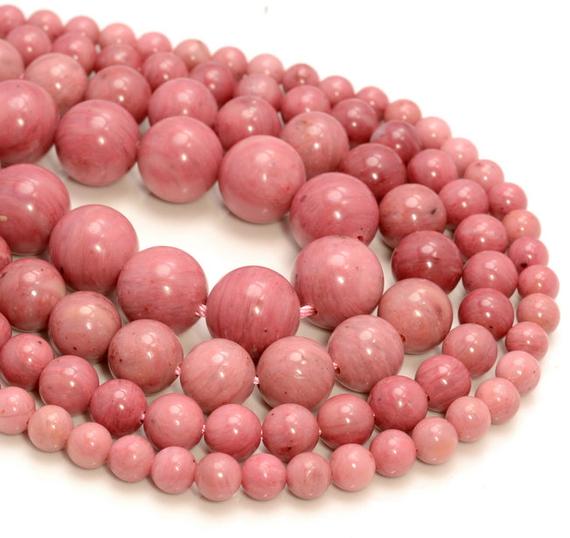 Genuine Rhodonite Pink Red Gemstone Grade Aaa Round 6mm 8mm 10mm Loose Beads (a259)