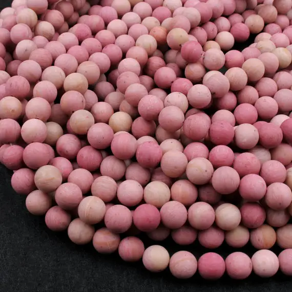 Matte Natural Pink Petrified Rhodonite Beads 4mm 6mm 8mm 10mm Round Beads Earthy Pink Gemstone Beads 15.5" Strand