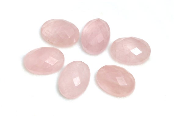 Rose Quartz Cabochon,faceted Cabochon,january Birthstone,oval Cabochon,faceted Gemstone,jewelry Making Supplies,natural Cab  - Aa Quality