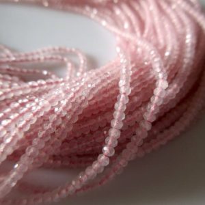 Shop Rose Quartz Faceted Beads! 2mm Natural Rose Quartz Faceted Round Rondelles Beads, Excellent Uniform Cut, 13 Inch Strand, GDS513 | Natural genuine faceted Rose Quartz beads for beading and jewelry making.  #jewelry #beads #beadedjewelry #diyjewelry #jewelrymaking #beadstore #beading #affiliate #ad
