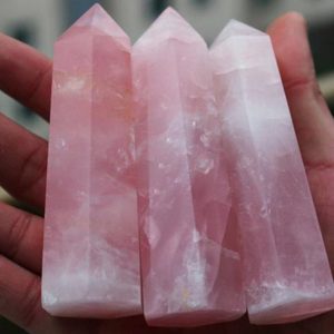 Shop Rose Quartz Stones & Crystals! Large Rose Quartz Point Tower 3.5" (8-9 cm) | Natural genuine stones & crystals in various shapes & sizes. Buy raw cut, tumbled, or polished gemstones for making jewelry or crystal healing energy vibration raising reiki stones. #crystals #gemstones #crystalhealing #crystalsandgemstones #energyhealing #affiliate #ad