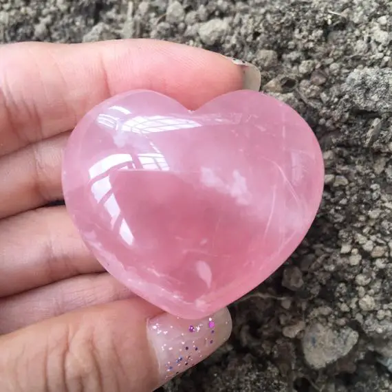 Large Puffy Rose Quartz Heart 40mm (1.5")