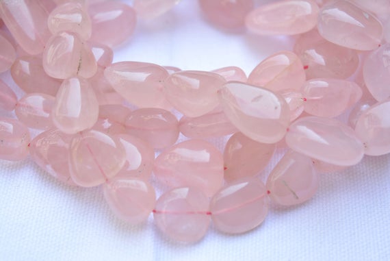 Rose Quartz Tumbles, Pink Rose Quartz Beads, Semi Precious Gemstone, Smooth Finish Beads, Quartz Gemstone, 15- 23mm, 14" Strand #p0152