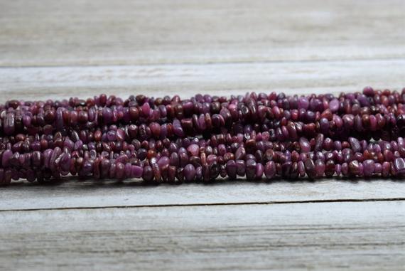 Ruby Chips / Nuggets / Beads - Genuine Ruby - Natural Gemstone Chips - Two Sizes / Long Strand