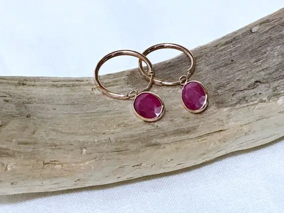 10k Rose Gold Natural Ruby (3.10 Ct) Hoop Earrings, Appraised 1,900 Cad