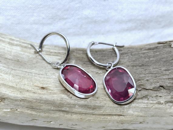 14k White Gold Natural Ruby (9.00 Ct) Earrings, Appraised 2,500 Cad
