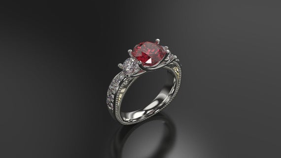 Ruby Engagement Ring White Gold Engagement Ring Ruby Ring Ruby Gold White Gold Ruby Ring