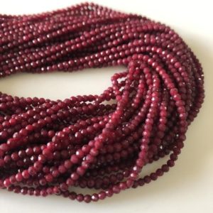Shop Ruby Faceted Beads! 2.8mm Natural Ruby Faceted Rondelle Beads, Enhanced Faceted Round Ruby Rondelle Beads, Sold As 1Strand/5 Strands 12.5 Inch Each, GDS1850 | Natural genuine faceted Ruby beads for beading and jewelry making.  #jewelry #beads #beadedjewelry #diyjewelry #jewelrymaking #beadstore #beading #affiliate #ad