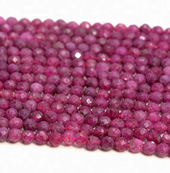 2mm Ruby Gemstone Genuine Grade Aaa Micro Faceted Round Beads 15.5 Inch Full Strand (80007310-a254)