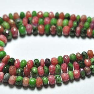 Shop Ruby Zoisite Faceted Beads! 8 Inches Strand Natural Ruby Ziosite Rondelle Beads 5mm to 6mm Faceted Rondelles Gemstone Beads Rare Ruby Ziosite Beads No3764 | Natural genuine faceted Ruby Zoisite beads for beading and jewelry making.  #jewelry #beads #beadedjewelry #diyjewelry #jewelrymaking #beadstore #beading #affiliate #ad