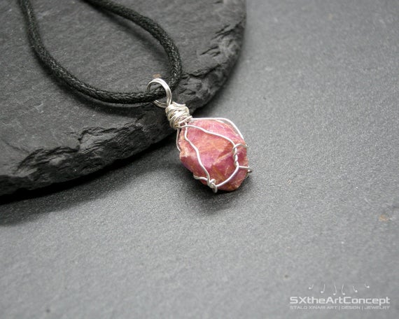 Ruby Pendant, Rough Gemstone Necklace, July Birthstone, Small Raw Crystal, Protective Stone, Cancer Zodiac, Gift For Him, For Her