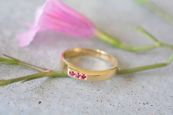 Ruby Ring ,14k Gold Solid Ring, 14k Gold Ring Ruby, Ruby Gold Band, 14k Gold Engagement Ring,ruby Engagement Ring, Unique Engagement Ring