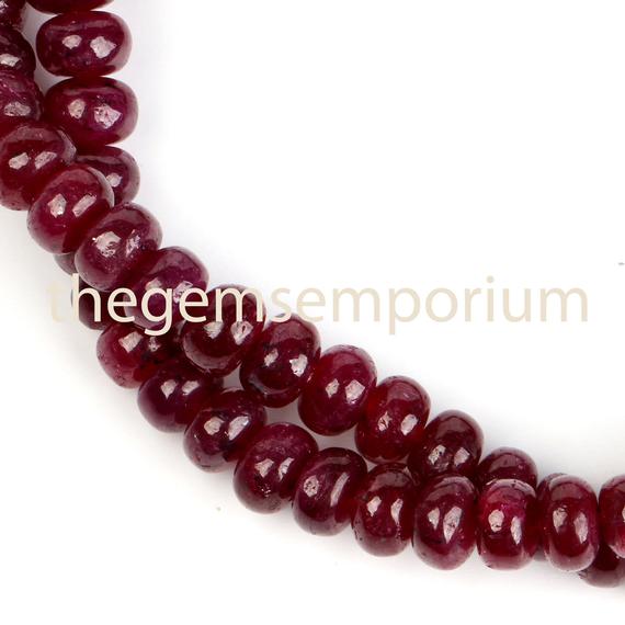 Natural Ruby Plain 8-11mm Rondelle Beads, Natural Ruby Plain Beads, No Heat Ruby Plain Rondelle Beads, Ruby Rondelle Beads, Unheated Ruby