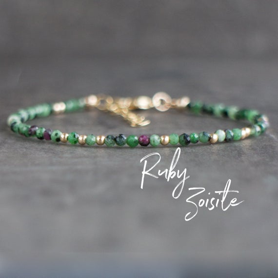 Ruby Zoisite Bracelet, Gemstone Bead Bracelets For Women, Ruby In Zoisite Jewelry, Gifts For Her