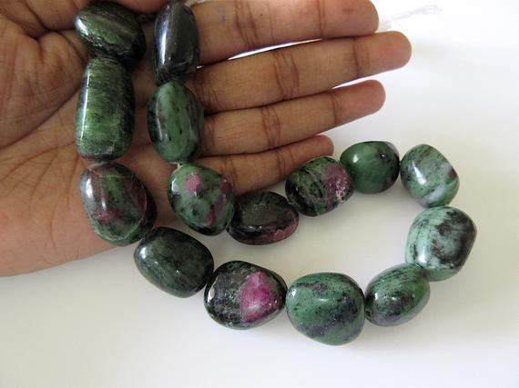 Natural Ruby Zoisite Smooth Large Tumbles Beads, 18mm To 27mm Beads, 6 Inch Half Strand/13 Inch Strand, Gds522