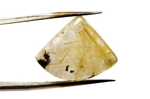 Golden Rutilated Quartz Cabochon Stone (21mm X 17mm X 7mm) 21cts - Triangle Crystal Quartz Gemstone