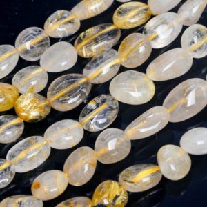 Genuine Natural Glod Rutilated Quartz Loose Beads Grade A Pebble Nugget Shape 6-9mm | Natural genuine beads Gemstone beads for beading and jewelry making.  #jewelry #beads #beadedjewelry #diyjewelry #jewelrymaking #beadstore #beading #affiliate #ad