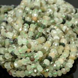 Shop Rutilated Quartz Faceted Beads! 5x3MM Green Rutilated Quartz Gemstone Grade A Micro Faceted Rondelle Beads 15.5 inch Full Strand BULK LOT 1,2,6,12 and 50(80009967-A202) | Natural genuine faceted Rutilated Quartz beads for beading and jewelry making.  #jewelry #beads #beadedjewelry #diyjewelry #jewelrymaking #beadstore #beading #affiliate #ad