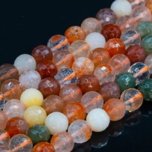 Shop Rutilated Quartz Faceted Beads! Genuine Natural Multicolor Rutilated Quartz Loose Beads Grade A Micro Faceted Round Shape 6mm 8mm | Natural genuine faceted Rutilated Quartz beads for beading and jewelry making.  #jewelry #beads #beadedjewelry #diyjewelry #jewelrymaking #beadstore #beading #affiliate #ad