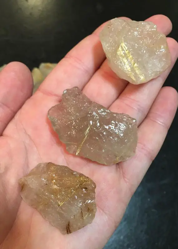 Golden Rutilated Quartz - Raw Rutilated Quartz Crystal - Rough Golden Rutilated Quartz Chunk -  Natural Gold Rutilated Quartz In Raw Form
