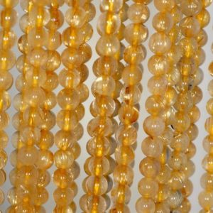 Shop Rutilated Quartz Beads! 4mm Gold Rutilated Quartz Gemstone Round Loose Beads 15.5 inch Full Strand (80001186-174) | Natural genuine beads Rutilated Quartz beads for beading and jewelry making.  #jewelry #beads #beadedjewelry #diyjewelry #jewelrymaking #beadstore #beading #affiliate #ad