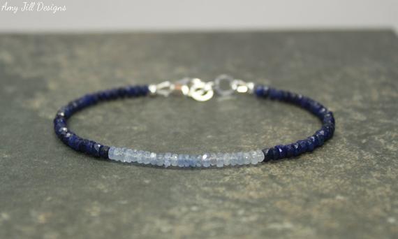 Sapphire Bracelet, Shaded, Sapphire Jewelry, September Birthstone, Something Blue, Gemstone Bracelet