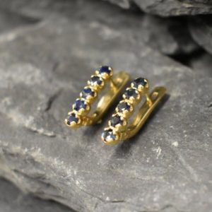 Shop Sapphire Earrings! Gold Sapphire Earrings, Natural Sapphire, September Birthstone, Gold Bar Earrings, Vintage Studs, Blue Earrings, Bar Studs, Silver Earrings | Natural genuine Sapphire earrings. Buy crystal jewelry, handmade handcrafted artisan jewelry for women.  Unique handmade gift ideas. #jewelry #beadedearrings #beadedjewelry #gift #shopping #handmadejewelry #fashion #style #product #earrings #affiliate #ad