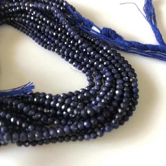 3mm Color Treated Blue Corundum Blue Sapphire Color Faceted Rondelle Beads, 13 Inch Strand, Sold As 1 Strands/5 Strands, Gds1847