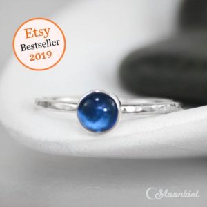 Shop Sapphire Rings! Simple Blue Sapphire Promise Ring, Sterling Silver Sapphire Ring, Silver Ring Blue Stone, September Birthstone | Moonkist Designs | Natural genuine Sapphire rings, simple unique handcrafted gemstone rings. #rings #jewelry #shopping #gift #handmade #fashion #style #affiliate #ad
